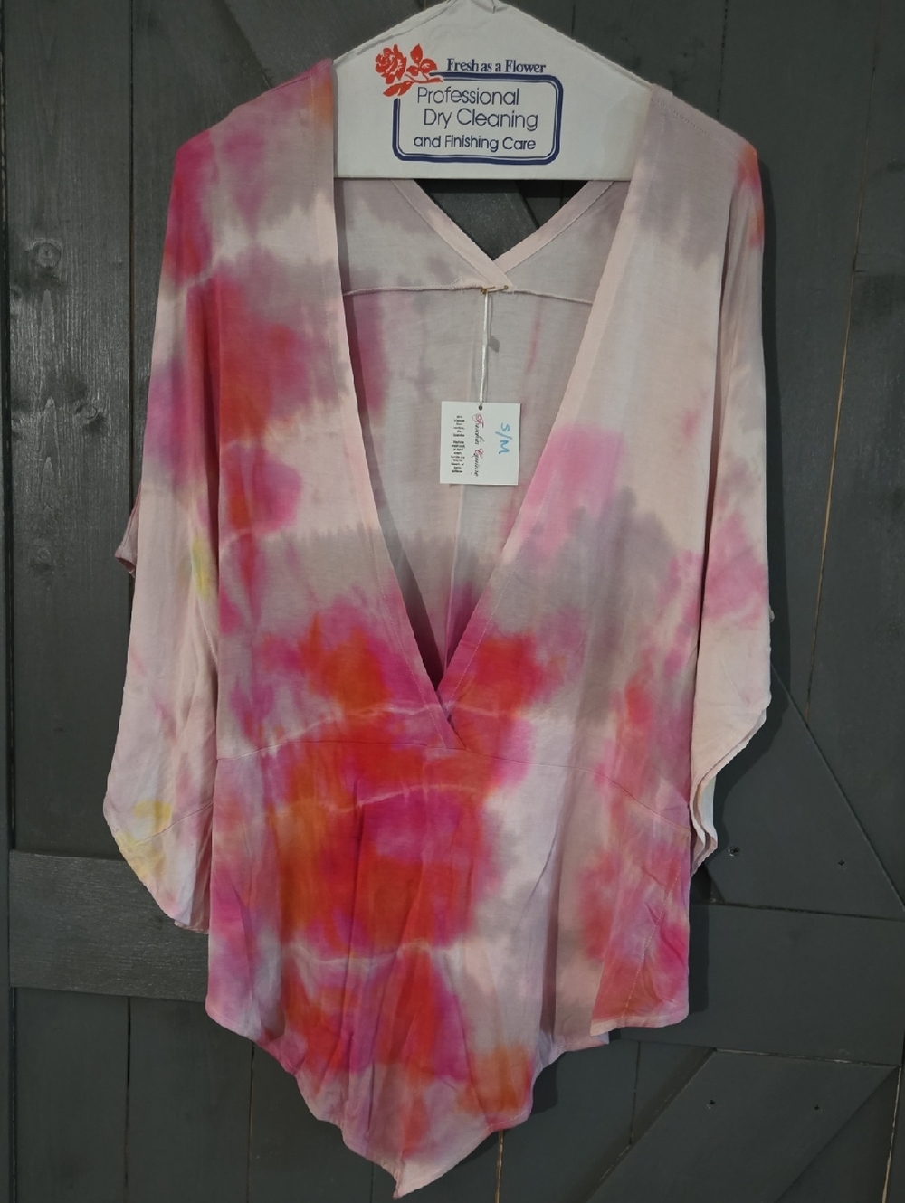 Colorful Tie-Dye V-Neck Kimono Top